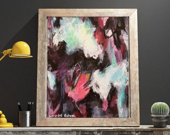 Original Abstract Expressionist Painting: Acrylic & Charcoal on Canvas
