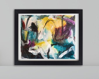 Abstract Painting Modern Art Original Paper Wall Art Decor Contemporary Painting Abstract Expressionist Graffiti Painting