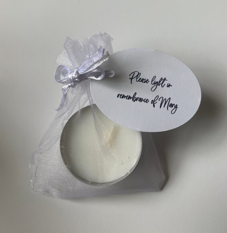 Set of 5 Personalized Tealight Candles Memorial Service Etsy