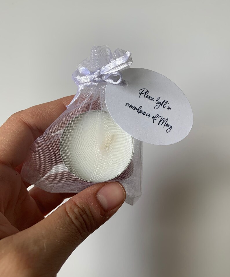 Set of 5 Personalized Tealight Candles Memorial Service Etsy