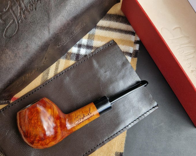 Briar Tobacco Pipe Handmade, Nr 19 Contrast Grain, 9mm Filter Smoking Pipe, Gift for Pipe Smoker