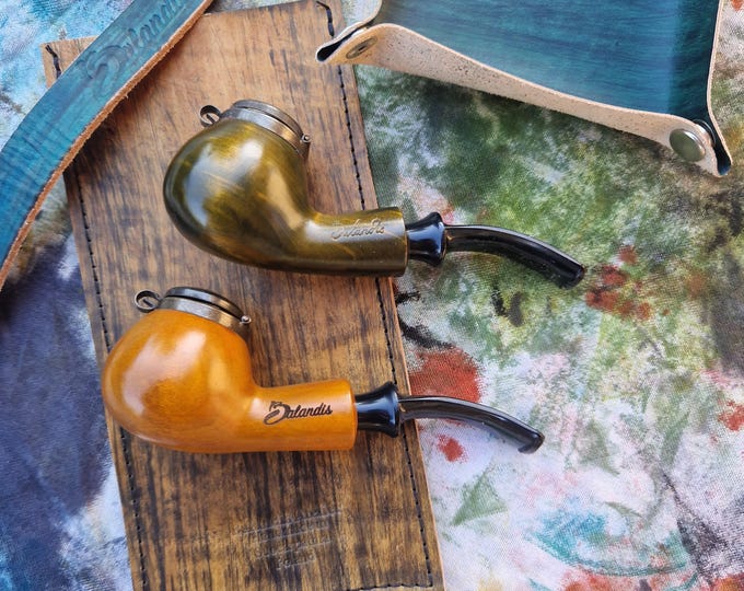 Pear Wood Tobacco Pipe Handmade, #25 Kaiser Wind Cap Smooth, 9mm Filter Smoking Pipe, Gift for Pipe Smoker