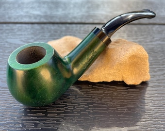 Balandis #14 Sparrow Unique Uniques (9mm) Handmade Pear Wood Tobacco Smoking Pipe 35g/1.23oz - Dark Green