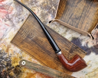 Balandis #114 Longinus Brun Brown Smooth (9mm) Handmade Premium Churchwarden Briar Tobacco Smoking Pipe 60g/2.11oz