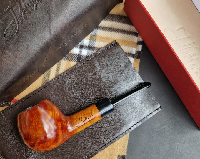 J.Wolinski Mastercraft Nr 19 9mm Filter Contrast Grain Briar Carpathian Bruyere Artisan Handcrafted Pipe Perfect Drilling