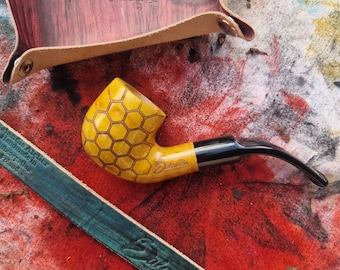 Balandis Honey Bee Yellow #120 Belfast Smooth (9mm) Handmade Briar Tobacco Smoking Pipe 30g/1.06oz