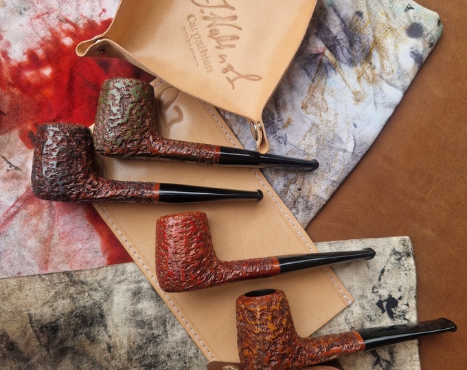 J.Wolinski Mastercraft Model Mozaic No.3 Contrast Rusticated Briar Cooler/ Stinger Filter Tobacco Smoking Pipe