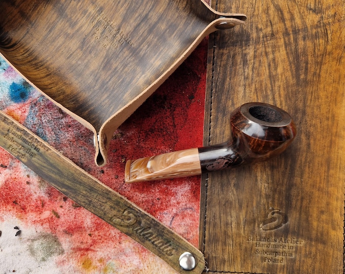 Briar Tobacco Pipe Handmade, New Storm #138 Nosewarmer Contrast RAW Yellow Smooth, 9mm Filter Smoking Pipe, Gift for Pipe Smoker