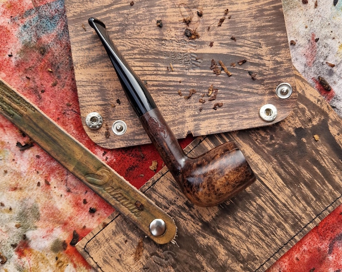 Briar Tobacco Pipe Handmade, New Storm #106 Vistula Contrast Raw Smooth, 9mm Filter Smoking Pipe, Gift for Pipe Smoker