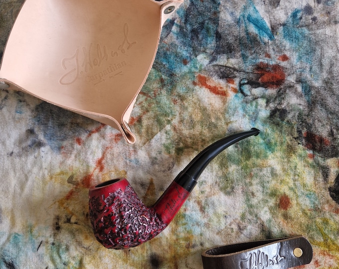 J.Wolinski Mastercraft 25 9mm Filter CONTRAST Pink Flames DEEP CARVED Briar Carpathian Bruyere Artisan Handcrafted Pipe Perfect Drilling