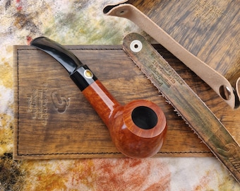 Briar Tobacco Pipe Handmade, Unique Uniques #103 Amber Light Brun Brown Smooth, 9mm Filter Smoking Pipe, Gift for Pipe Smoker