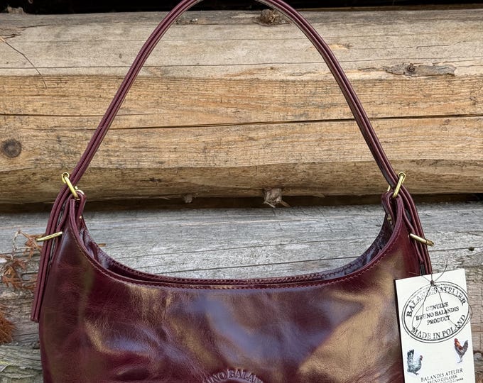 Bruno Balandis The Drop BV leather bag in Royal Burgundy full grain natural pull up leather