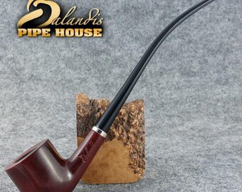 Pear Wood Churchwarden Pipe Handmade, #11 Wizard Rubin Red Smooth, Long Stem Cooler Stinger, Gandalf Wizard Style Gift