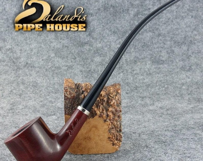 Pear Wood Churchwarden Pipe Handmade, #11 Wizard Rubin Red Smooth, Long Stem Cooler Stinger, Gandalf Wizard Style Gift