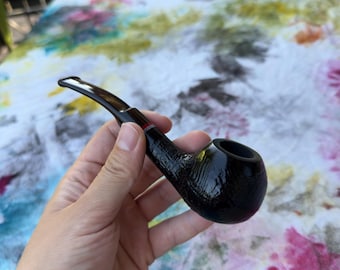 Balandis Unique Uniques Custom Black Sandblasted (9mm) Handmade Briar Tobacco Smoking Pipe 60g/2.12oz