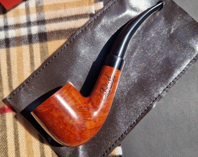 Briar Tobacco Pipe Handmade, 12 Bright Grain, 9mm Filter Smoking Pipe, Gift for Pipe Smoker