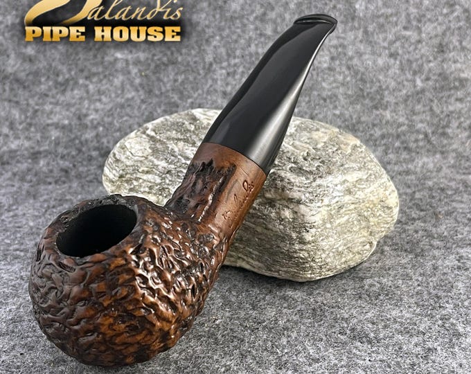 Briar Tobacco Pipe Handmade, #602 Bison Squalent Brun Brown Carved, 9mm Filter Smoking Pipe, Gift for Pipe Smoker