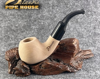 Pear Wood Tobacco Pipe Handmade, #15 Dniepr RAW Smooth, 9mm Filter Smoking Pipe, Gift for Pipe Smoker