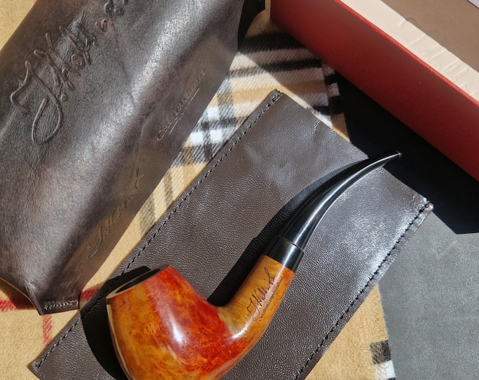 Briar Tobacco Pipe Handmade, 20 CHAMP Grain, 9mm Filter Smoking Pipe, Gift for Pipe Smoker