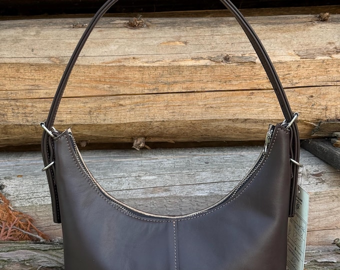 Bruno Balandis The Drip B leather bag in Chocolate Brown full grain Semi-aniline leather
