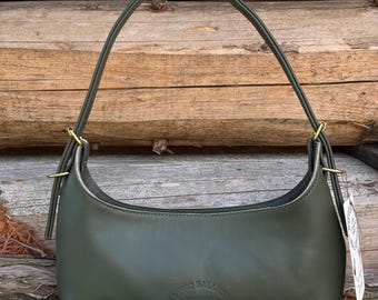 Bruno Balandis The Drop BV leather bag in Olive Green full grain natural aniline leather