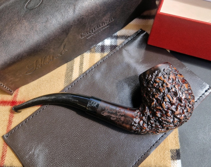 Briar Tobacco Pipe Handmade, 25 Oil Black Grain DEEP CARVED, 9mm Filter Smoking Pipe, Gift for Pipe Smoker