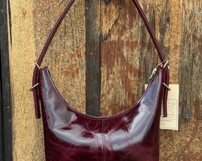 Bruno Balandis The Drip B leather bag in Royal Burgundy full grain natural pull-up frenchleather
