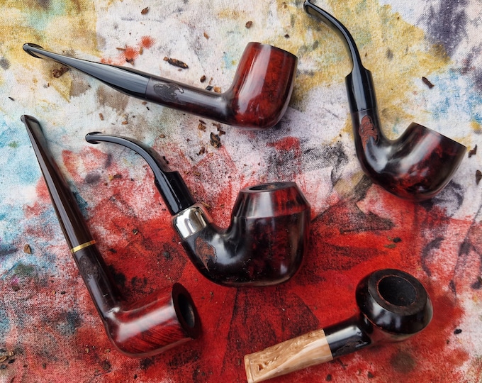 Briar Tobacco Pipe Handmade, New Storm Contrast RAW Red Smooth, 9mm Filter Smoking Pipe, Gift for Pipe Smoker