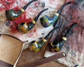 Briar Tobacco Pipe Handmade, Model Bent Apple No.202 custom colour scheme, 9mm Filter Smoking Pipe, Gift for Pipe Smoker
