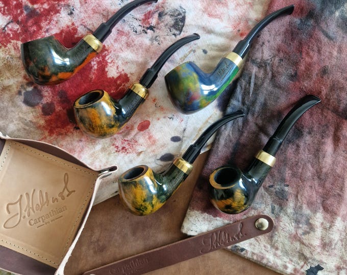 Briar Tobacco Pipe Handmade, Model Bent Apple No.202 custom colour scheme, 9mm Filter Smoking Pipe, Gift for Pipe Smoker