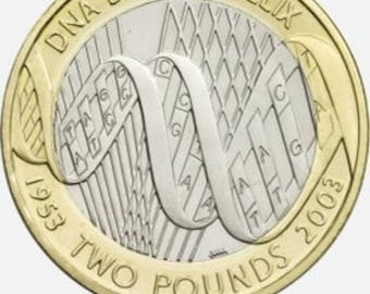 Circulated 2 pounds Coin Uk 2003- Dna Double helix 1953