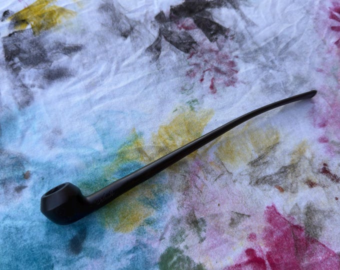 Briar Churchwarden Pipe Handmade, Unique Uniques Long Troll Matt Black Smooth, Long Stem Cooler Stinger, Gandalf Wizard Style Gift