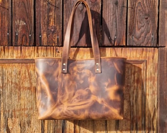 Balandis Atelier The Insatiable Leather Tote bag in Premium Brown Pull Up Leather