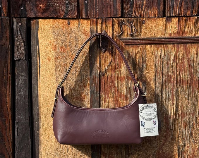 Bruno Balandis The Drop BV leather bag in Wine Burgundy full grain natural aniline leather