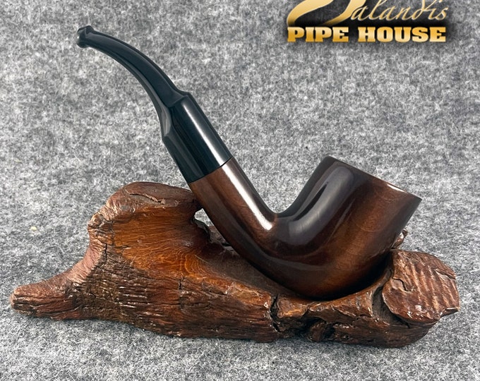 Balandis #17 Wiar Brun Brown Smooth (9mm) Handmade Pear Wood Tobacco Smoking Pipe 40g/1.41oz