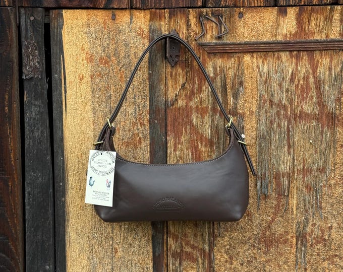 Bruno Balandis The Drop BV leather bag in Chocolate Brown full grain natural semi-aniline leather