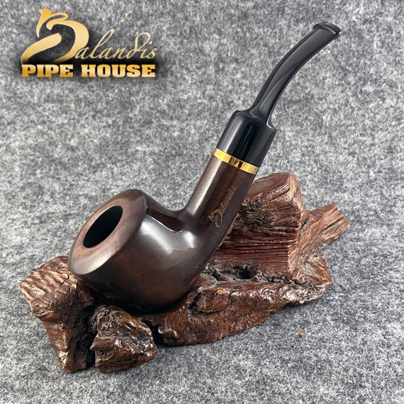Balandis #9 Kwango Brun Brown Smooth (9mm) Handmade Pear Wood Tobacco Smoking Pipe 45g/1.59oz