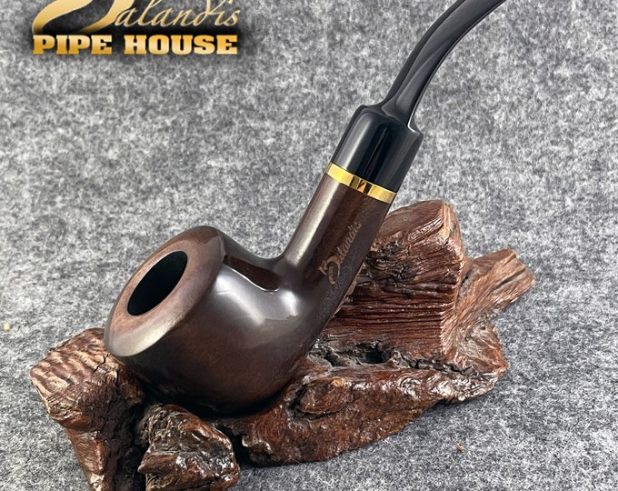 Balandis #9 Kwango Brun Brown Smooth (9mm) Handmade Pear Wood Tobacco Smoking Pipe 45g/1.59oz
