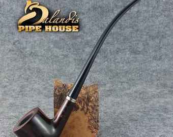 Pear Wood Churchwarden Pipe Handmade, #11 Wizard Brano Brown Smooth, Long Stem Cooler Stinger, Gandalf Wizard Style Gift