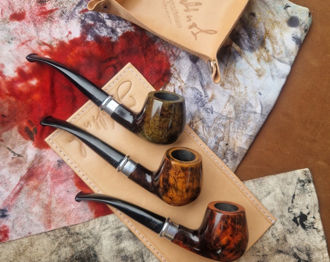 J.Wolinski Mastercraft Model Avangarde No.1  custom Rustication Briar 9mm Filter Tobacco Smoking Pipe