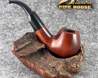 Pear Wood Tobacco Pipe Handmade, #15 Dniepr Trawer Teak Smooth, 9mm Filter Smoking Pipe, Gift for Pipe Smoker
