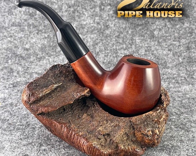 Pear Wood Tobacco Pipe Handmade, #15 Dniepr Trawer Teak Smooth, 9mm Filter Smoking Pipe, Gift for Pipe Smoker