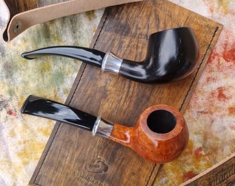 Briar Tobacco Pipe Handmade, Ring Series #130 Melville Smooth Neo Army Mount, 9mm Filter Smoking Pipe, Gift for Pipe Smoker