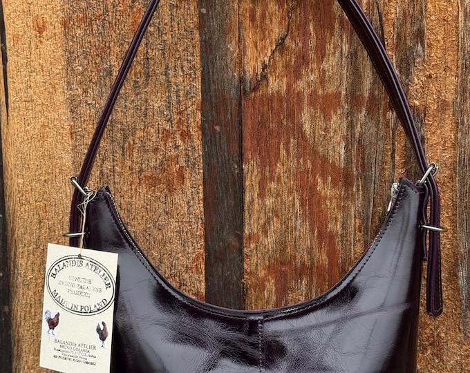 Bruno Balandis The Drip B leather bag in Midnight Violet full grain natural leather