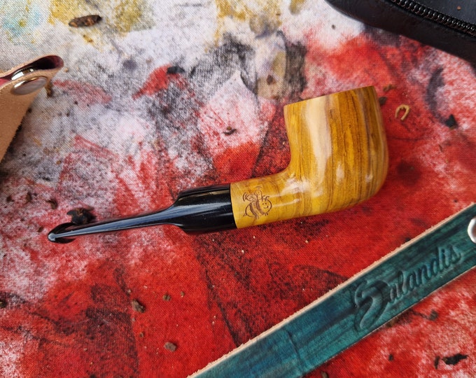 Balandis Honey Bee Yellow #301 Zagreb RAW smooth (9mm) Handmade Olive Tobacco Smoking Pipe 30g/1.06oz