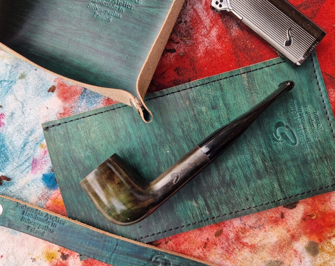 Balandis New Storm #106 Vistula Contrast RAW Blue Smooth (9mm) Handmade Briar Tobacco Smoking Pipe 30g/1.06oz Army Mount