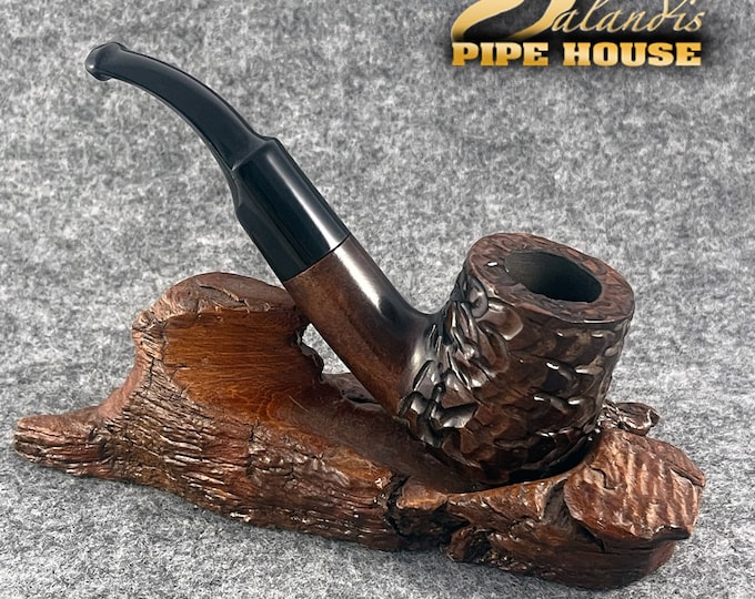 Balandis #8 Huallaga Brun Brown Carved (9mm) Handmade Pear Wood Tobacco Smoking Pipe 43g/1.52oz