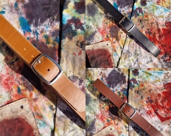 Balandis Atelier "CAVALAIER" Calfskin Leather Belt with double silver buckle, Handmade 1 1/2 inch Premium Quality by Bruno Balandis