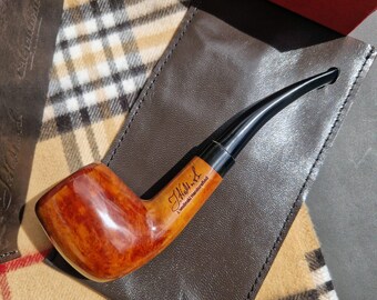 Briar Tobacco Pipe Handmade, 18 Contrast Grain, 9mm Filter Smoking Pipe, Gift for Pipe Smoker