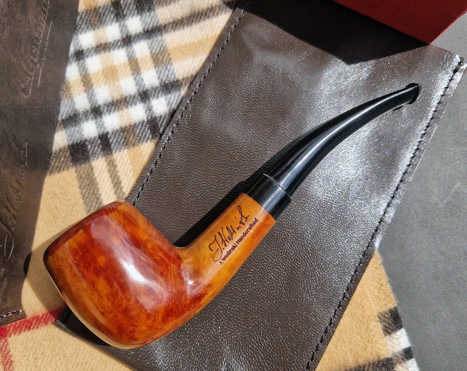 Briar Tobacco Pipe Handmade, 18 Contrast Grain, 9mm Filter Smoking Pipe, Gift for Pipe Smoker